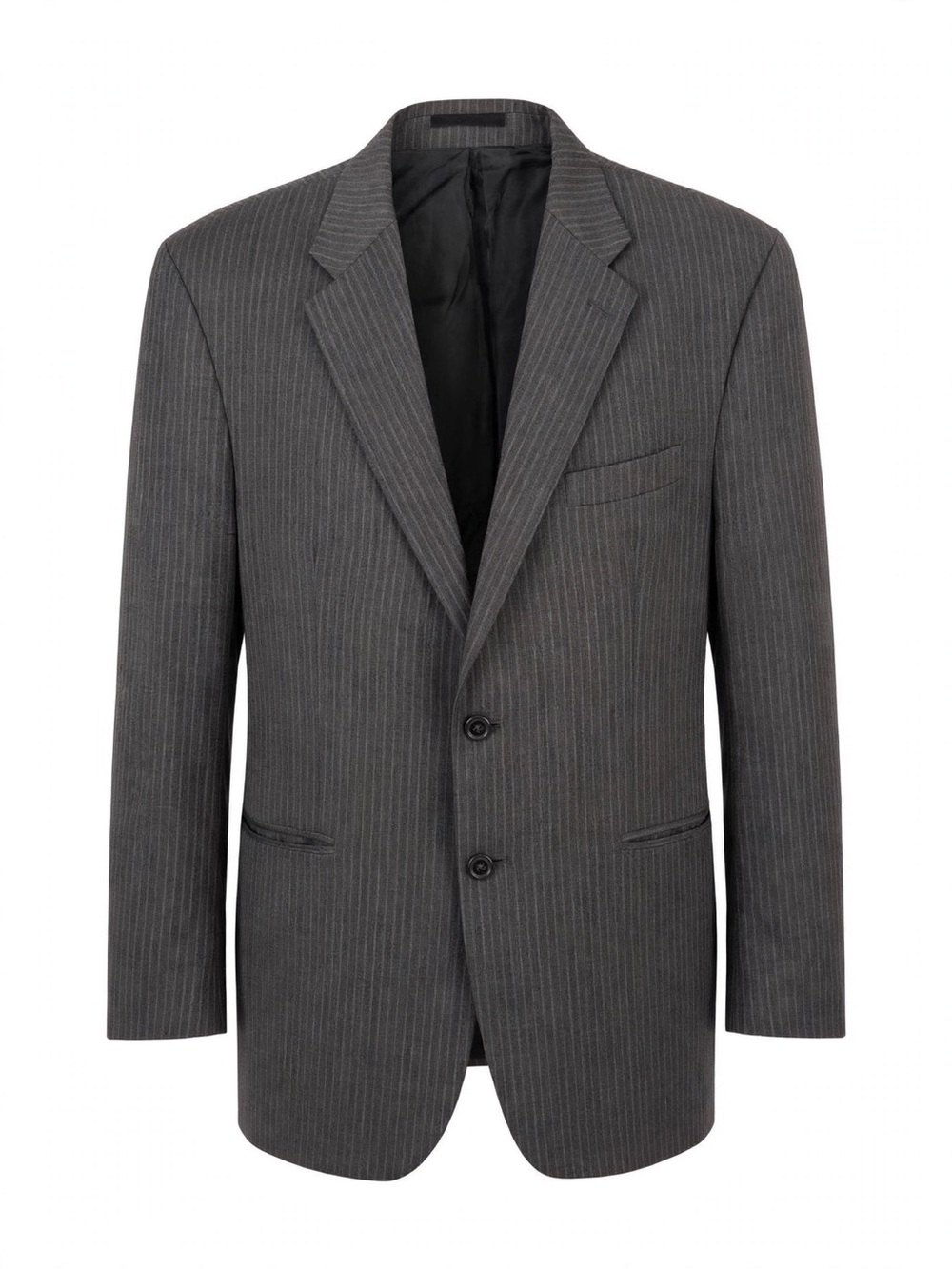 Chaps Ralph Lauren Mens 44R Blazer Gray Pinstripe Suit Jacket 2 Button 44 Reg